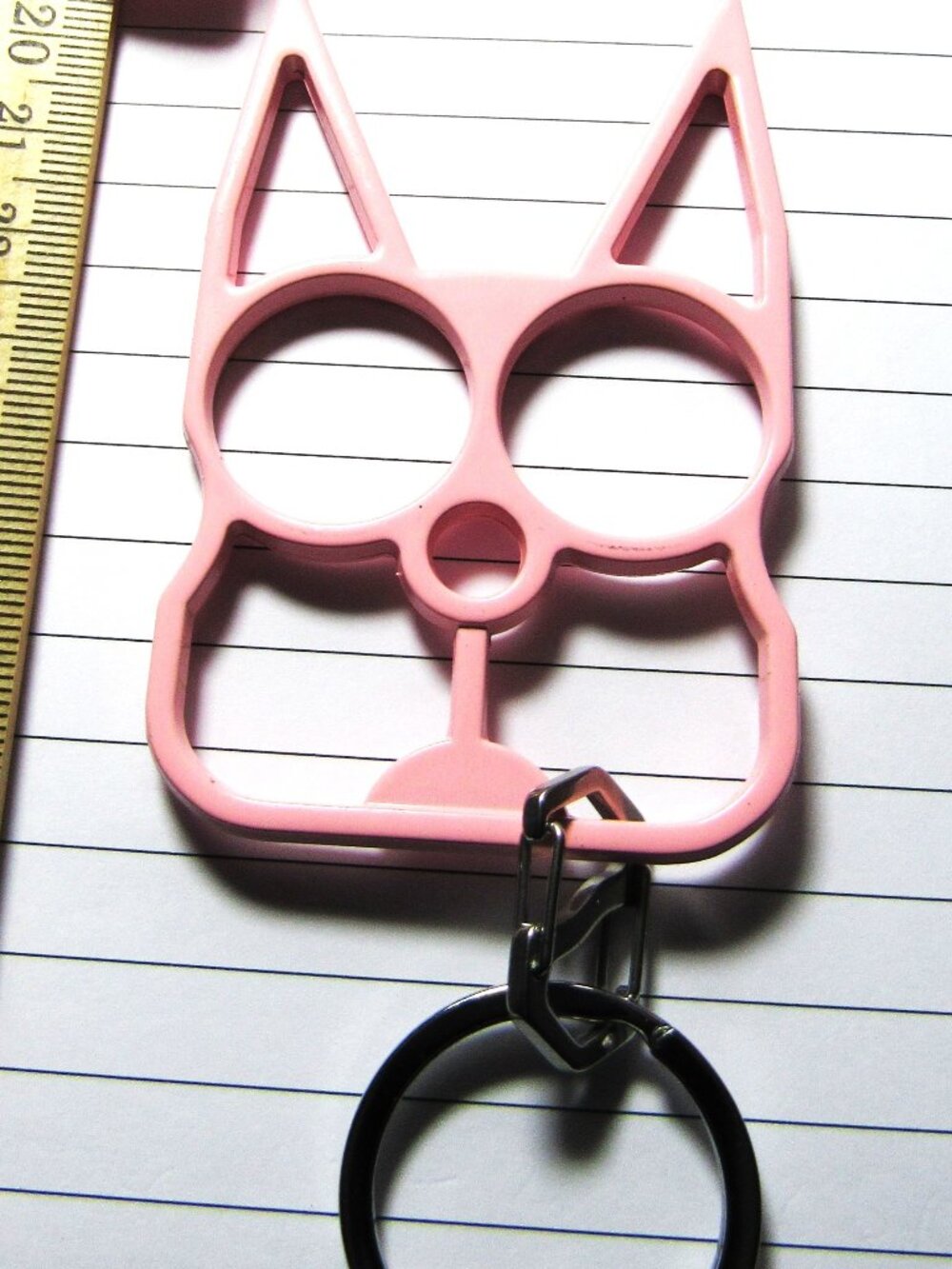 SELF DEFENSE KEY CHAIN PINK STEEL KITTY CAT BRASS KNUCKLES